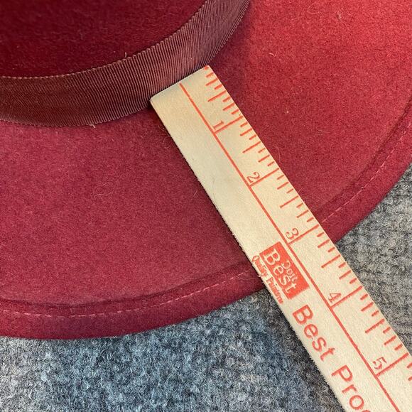 Sonni Bordeaux Lancaster Red Wool Wide Brim Bolero Hat Floral Leaf Accents Wire main image 9